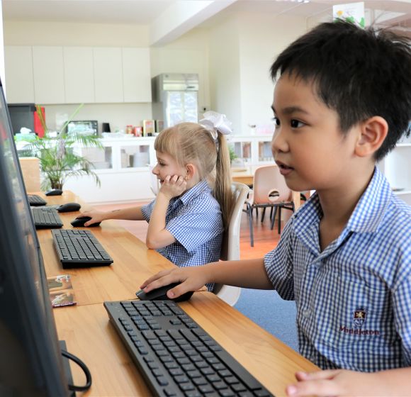 Students using computer
