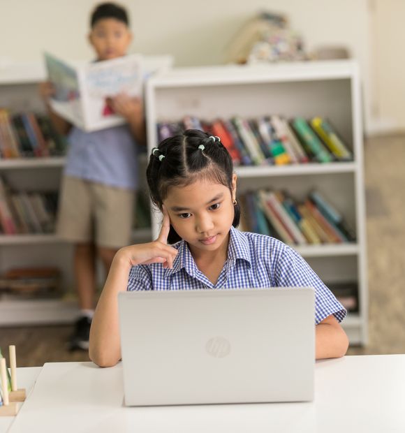 Student using laptop
