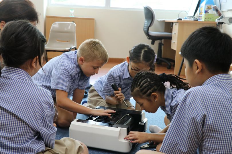 Middleton students collaborating on class