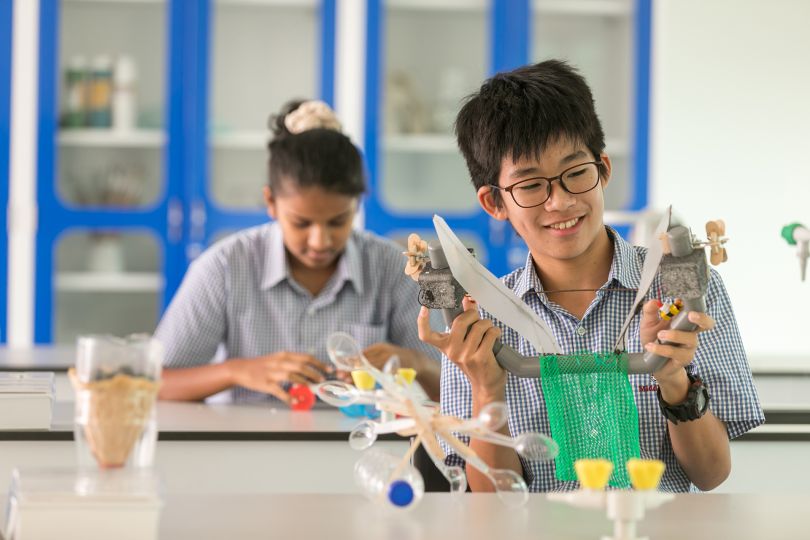 A student in a science laboratory
